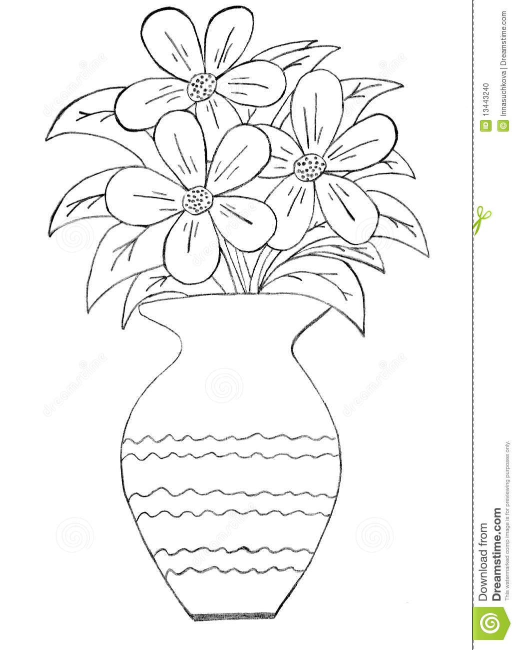 Grupo De Flores Em Um Vaso Foto De Stock | Free Coloring Pages