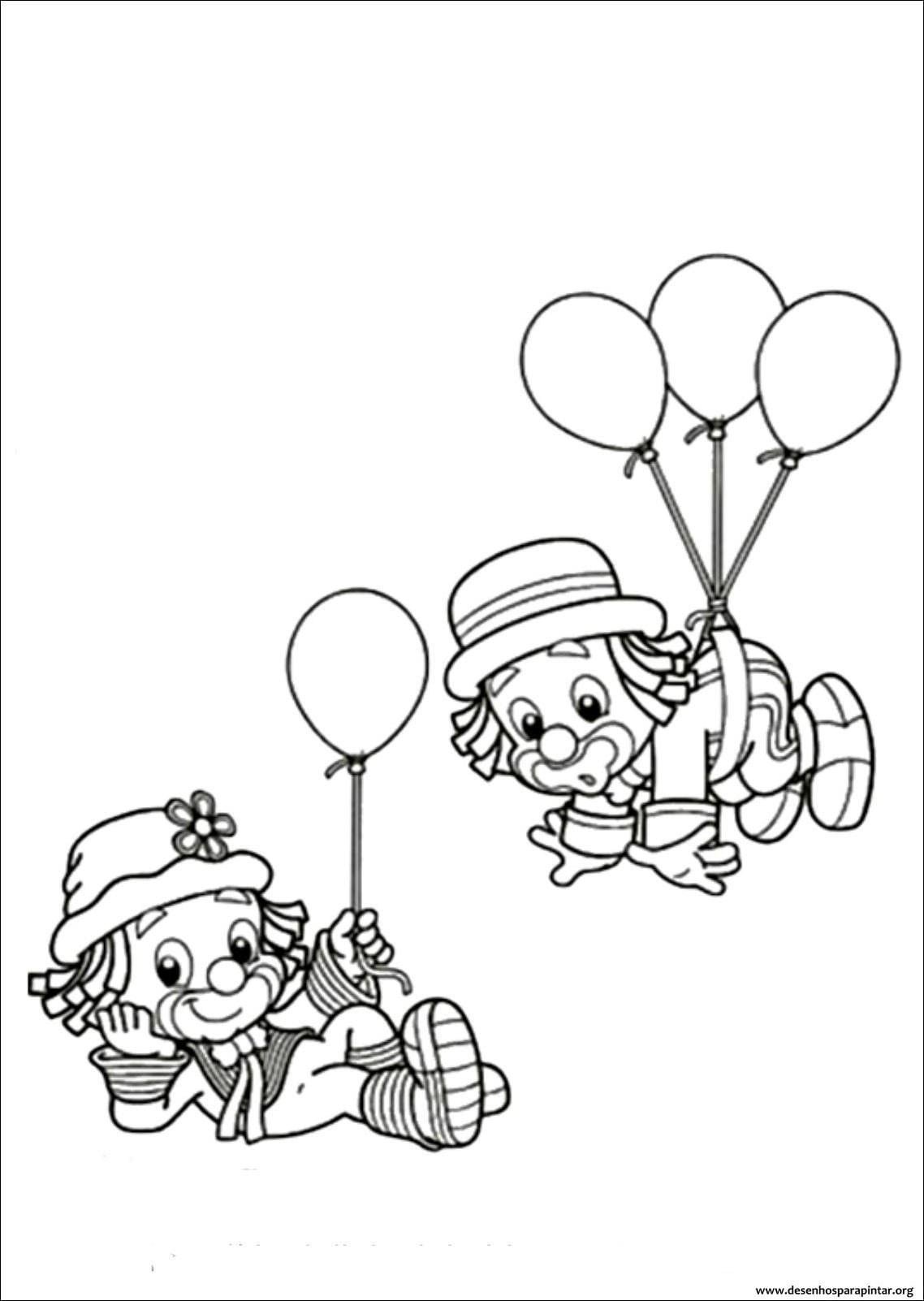 Клоун с шарами для разукрашивания